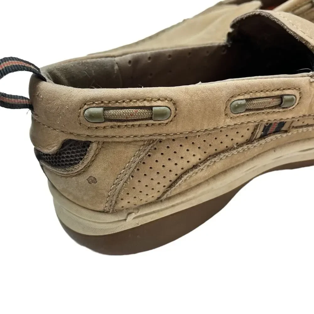 CLARKS UNSTRUCTURED Beige Tan Genuine Leather Loafers Boat Shoes Casual sz 8 M